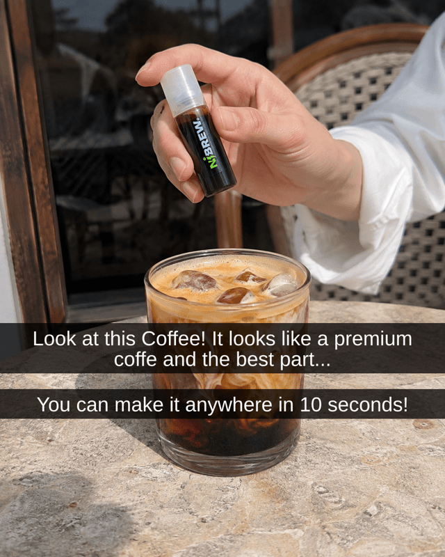 Illustrative Nibrew coffee concentrate ten-second coffee hook made in VEKZT