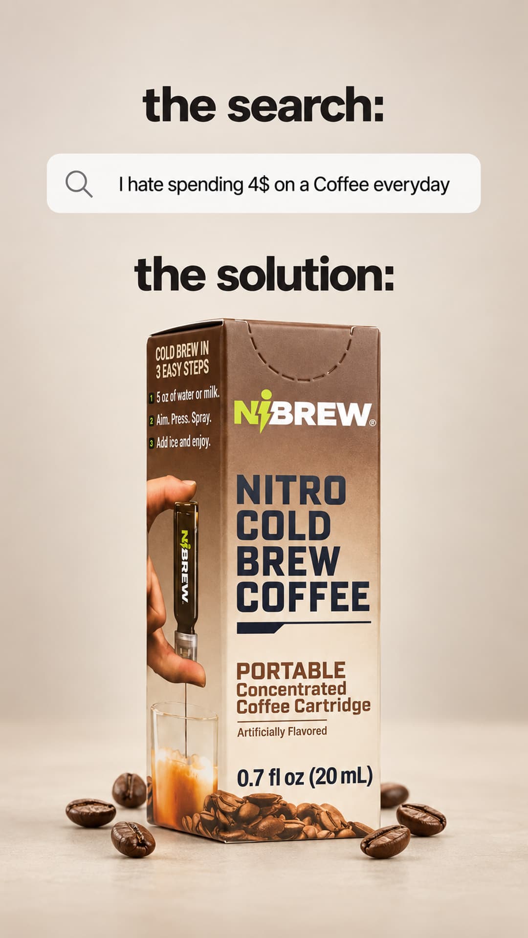 Illustrative Nibrew search-and-solution story creative made in VEKZT